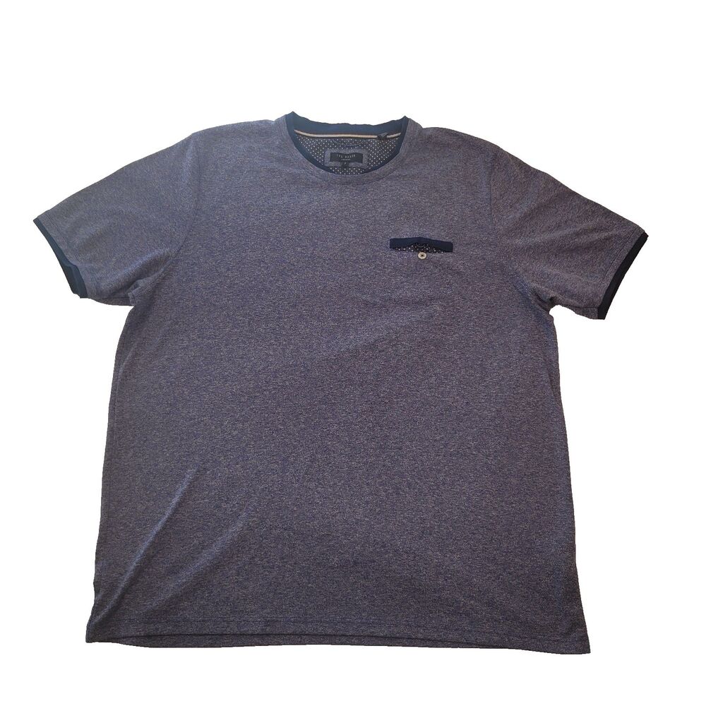 Ted Baker T Shirt Mens Size 7 Blue Short Sleeve Pocket Tee Casual Preppy